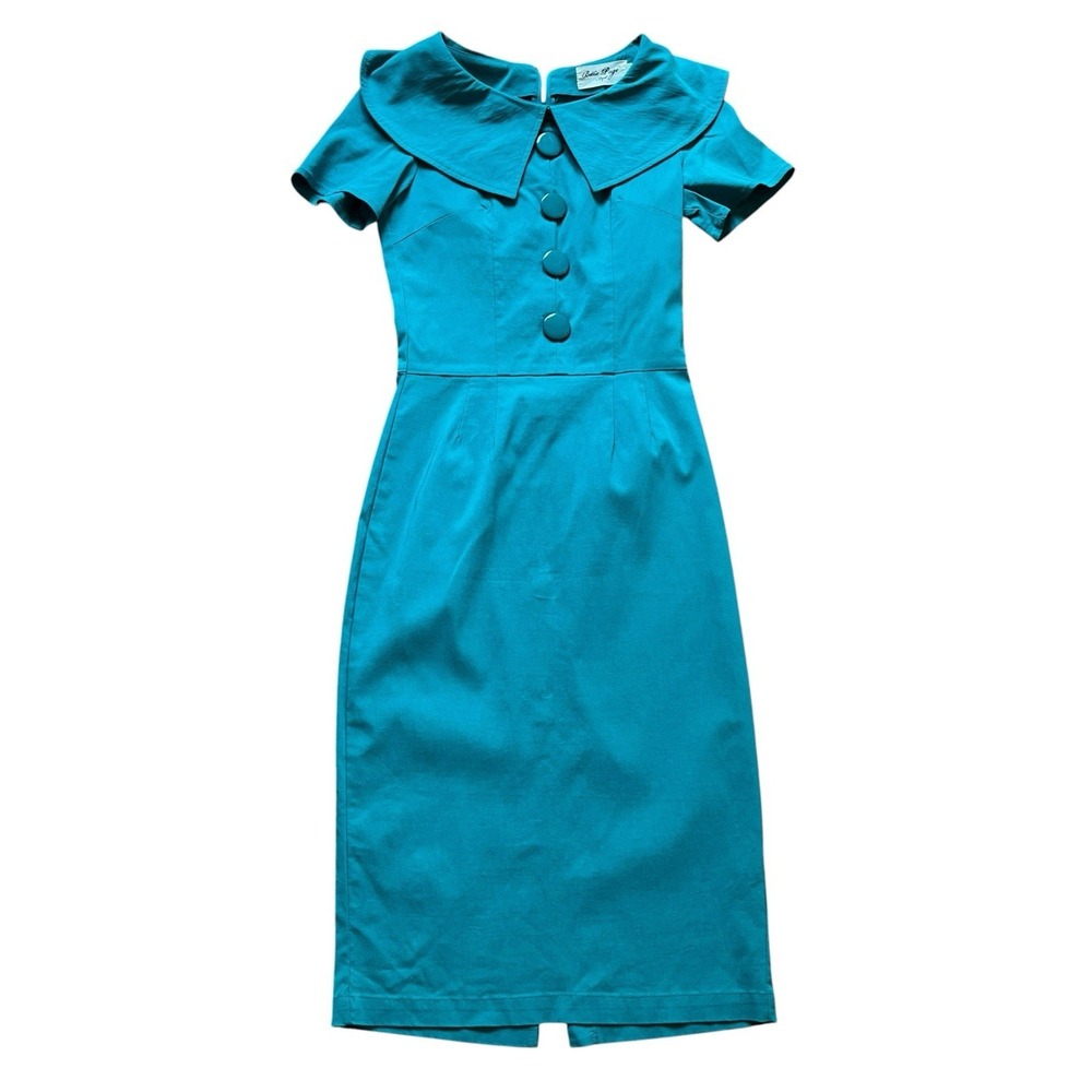 Bettie Page " Rita "50s Style Wiggle Dress Turquoise Mad Men, Size Small